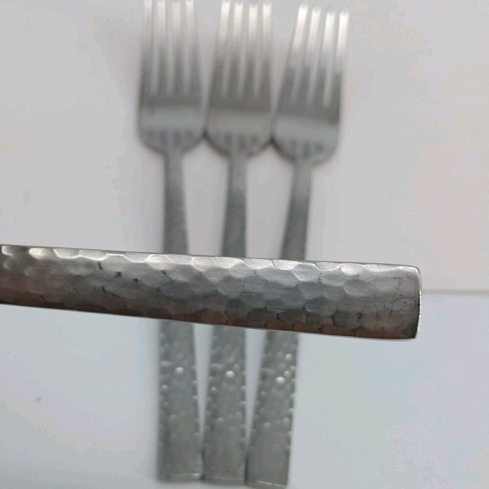 4X SF Splendide 18/10 Stainless Flatware Hammered Mali David Shaw Salad Forks